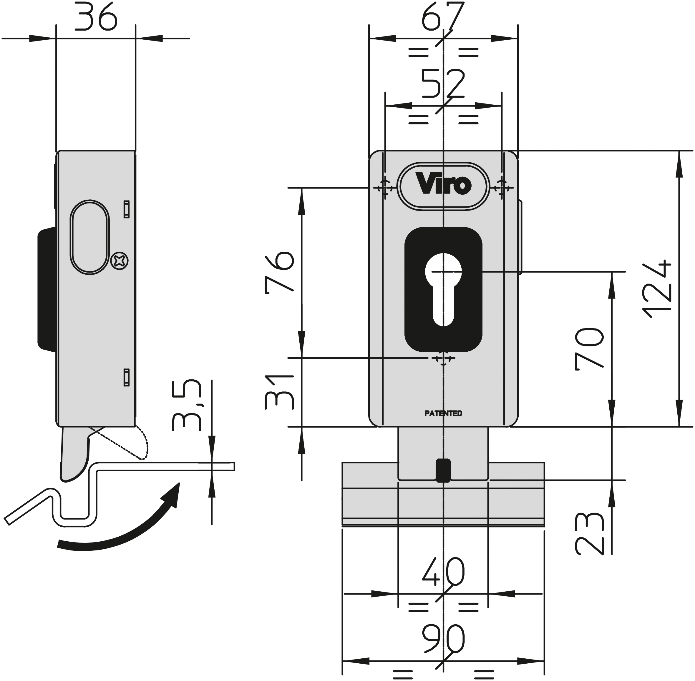 Cerradura Eléctrica 12/24V Viro V06 - Automatice Chile